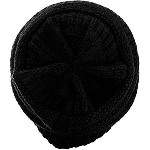 Skullies & Beanies Women's Thick Soft Knit Beanie Cap Hat - Black - CZ11MXBPCS1 $12.81