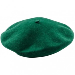 Berets Women Men Wool French Beret Solid Color Warm Beanie Hat Artist Painter Fancy Dress Costumes - Dark Green - CA12O7R7IFU...