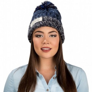 Skullies & Beanies Women's Echo Warm Pompom Knit Cuffed Beanie - Blue - C0129W1QLVL $23.61