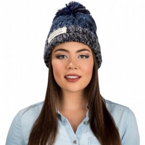 Skullies & Beanies Women's Echo Warm Pompom Knit Cuffed Beanie - Blue - C0129W1QLVL $12.09