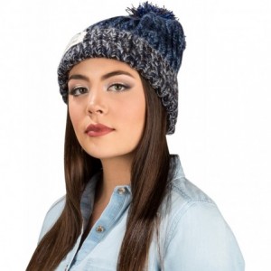 Skullies & Beanies Women's Echo Warm Pompom Knit Cuffed Beanie - Blue - C0129W1QLVL $12.09