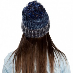 Skullies & Beanies Women's Echo Warm Pompom Knit Cuffed Beanie - Blue - C0129W1QLVL $12.09