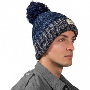 Skullies & Beanies Women's Echo Warm Pompom Knit Cuffed Beanie - Blue - C0129W1QLVL $12.09