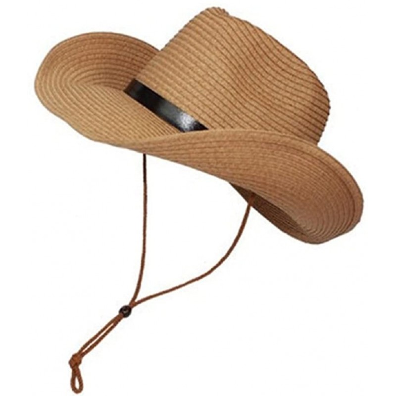 Cowboy Hats Men Cowboy Hats Western Hats Brim Hat Summer Beach Straw Cap Sun Floppy Foldable Hats for Adults (Khaki) - C8182H...