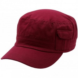Baseball Caps Cadet Army Cap - Military Cotton Hat - Burgundy2 - CV12GW5UUWB $18.11