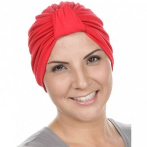 Skullies & Beanies Classic Cotton Turban Soft Pleated Chemo Cap for Women with Cancer Hair Loss - 04- True Red - C511K4JDZUB ...