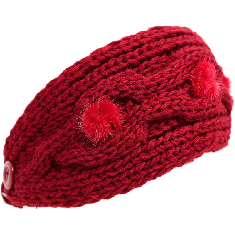Cold Weather Headbands Plain Adjustable Winter Cable Knit Headband - 2-red - CL18MGQ6O2R $11.18