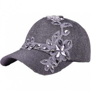 Bucket Hats Women Men Adjustable Letter Flower with Lace Rhinestone Denim Baseball Mesh Cap Hat - D - CA18OXSA5L5 $17.89