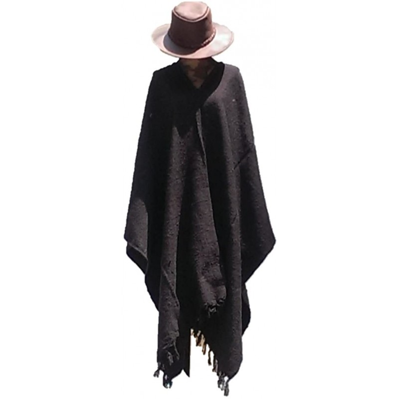 Cowboy Hats Clint Eastwood Western Brown Cowboy Hat & Black Poncho Set - Black - CW122GCEXQN $58.19