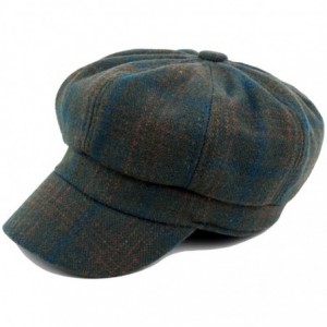 Newsboy Caps Womens Faux Woolen Plaid Ivy Newsboy Cabbie Gatsby Painter Octagonal Hat Cap - Green - C7188CUN2WL $24.12