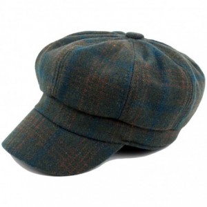 Newsboy Caps Womens Faux Woolen Plaid Ivy Newsboy Cabbie Gatsby Painter Octagonal Hat Cap - Green - C7188CUN2WL $12.22