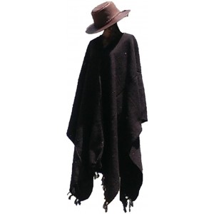 Cowboy Hats Clint Eastwood Western Brown Cowboy Hat & Black Poncho Set - Black - CW122GCEXQN $58.19