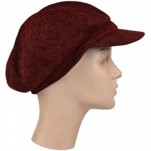 Newsboy Caps Ladies Large Melange Newsboy Cap - Red - CK180UA2X86 $10.86