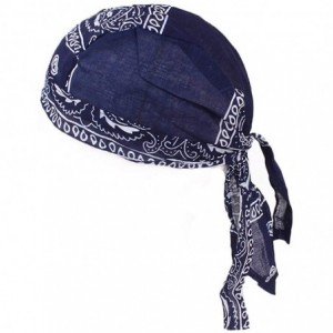 Skullies & Beanies Durag Skull Cap Cotton Biker Motorcycle Bandana Head Wrap Du Doo Do Rag Rags - Navy-2pcs - C0197TXKQUZ $8.05