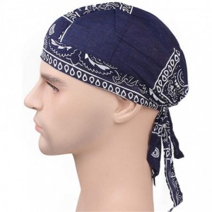 Skullies & Beanies Durag Skull Cap Cotton Biker Motorcycle Bandana Head Wrap Du Doo Do Rag Rags - Navy-2pcs - C0197TXKQUZ $8.05