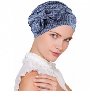 Skullies & Beanies Chemo Winter Hat Soft Ribbed Flower Bow Cloche Beanie Cancer Cap Turban - 14- Blue Ribbed - C6180AW7SG9 $2...