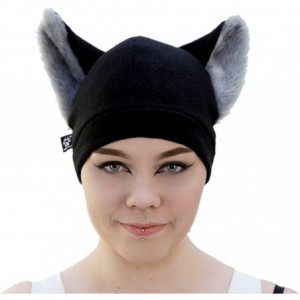Skullies & Beanies Wolf Cub Furry Ear Fleece Beanie Hat - Gray - CW12NA94D9Q $27.14