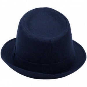 Fedoras Men's/Women's Cotton Blended Short Brim Fedora Hat Manhattan Hat - Navy - C518ILC7CCT $11.70