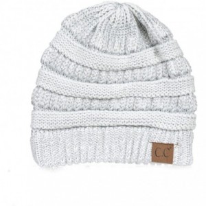 Skullies & Beanies USA Trendy Warm Chunky Soft Stretch Cable Knit Slouchy Beanie - Ivory/Metallic Silver - C712N33KHPV $11.00