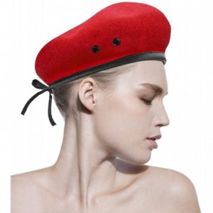 Berets AYPOW Berets Ladies Military Leather - Style A-red - C518UZWXLYS $11.75