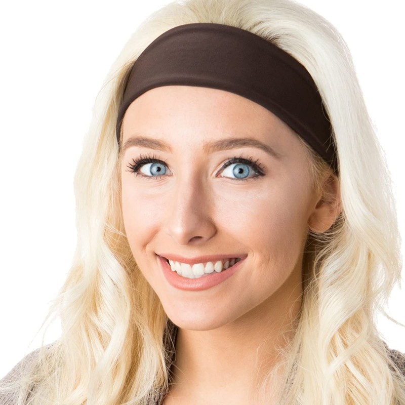 Headbands Xflex Basic Adjustable & Stretchy Wide Softball Headbands for Women Girls & Teens - Lightweight Basic Brown - CN17X...