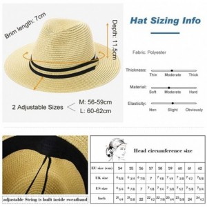 Fedoras Packable Straw Fedora Panama Sun Summer Beach Hat Cuban Trilby Men Women 55-61cm - 00714-natural - CR18QXYMLHS $20.18