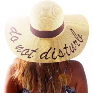 Sun Hats Summer Women Straw Hat- Floppy Wide Brim Sun Hats- Bride Honeymoon Beach Party - Do Not Disturb - CO18ED7TQT2 $16.43