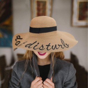 Sun Hats Summer Women Straw Hat- Floppy Wide Brim Sun Hats- Bride Honeymoon Beach Party - Do Not Disturb - CO18ED7TQT2 $16.43