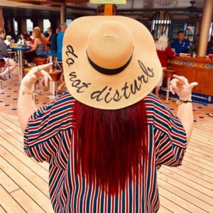 Sun Hats Summer Women Straw Hat- Floppy Wide Brim Sun Hats- Bride Honeymoon Beach Party - Do Not Disturb - CO18ED7TQT2 $16.43