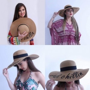 Sun Hats Summer Women Straw Hat- Floppy Wide Brim Sun Hats- Bride Honeymoon Beach Party - Do Not Disturb - CO18ED7TQT2 $16.43