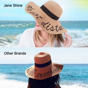 Sun Hats Summer Women Straw Hat- Floppy Wide Brim Sun Hats- Bride Honeymoon Beach Party - Do Not Disturb - CO18ED7TQT2 $16.43