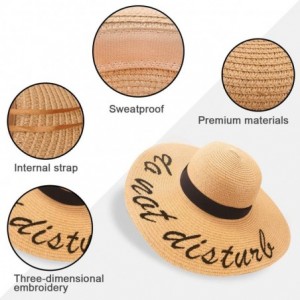 Sun Hats Summer Women Straw Hat- Floppy Wide Brim Sun Hats- Bride Honeymoon Beach Party - Do Not Disturb - CO18ED7TQT2 $16.43