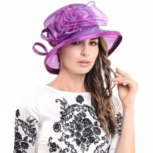 Sun Hats Lady Kentucky Derby Dress Church Wedding Party Hat Drown Brim S043 - Purple - CK12D9O70NP $29.57