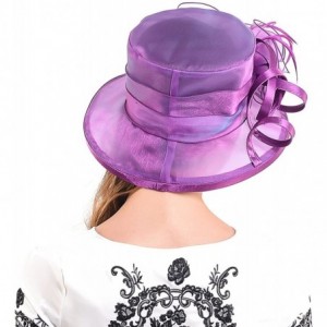 Sun Hats Lady Kentucky Derby Dress Church Wedding Party Hat Drown Brim S043 - Purple - CK12D9O70NP $29.57