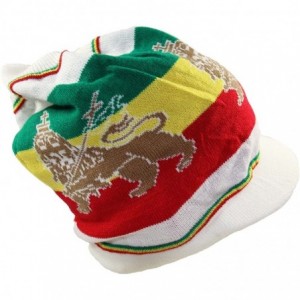 Skullies & Beanies Lion Dread Knit Beanie Visor - White/Rasta - CF11ZEIZ7BR $22.23