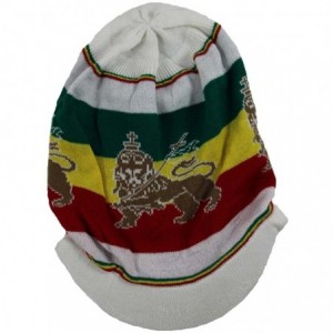 Skullies & Beanies Lion Dread Knit Beanie Visor - White/Rasta - CF11ZEIZ7BR $22.23