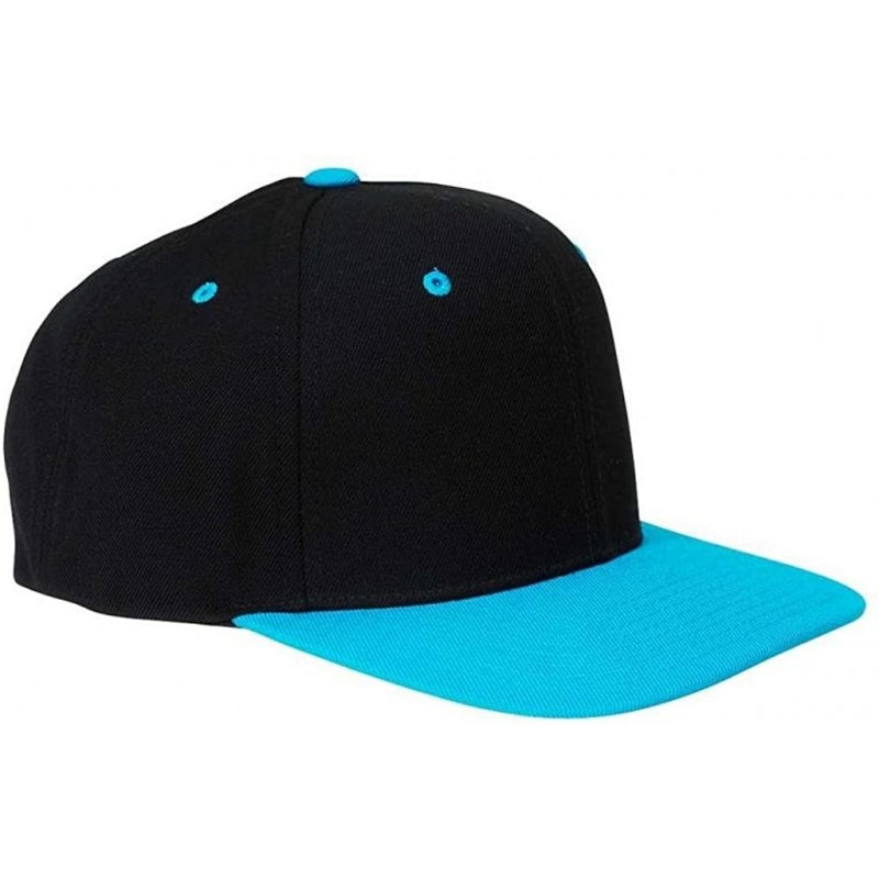 Baseball Caps Original Yupoong Two-Tone Pro-Style Wool Blend Snapback Snap Back Blank Hat Baseball Cap 6098MT Black / Teal OS...