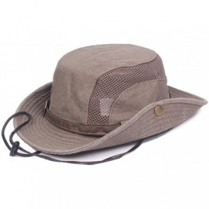 Sun Hats Men Summer Cotton Cowboy Sun Hat Wide Brim Bucket Fishing Hats - Army Green - C8183LS6IEG $12.41