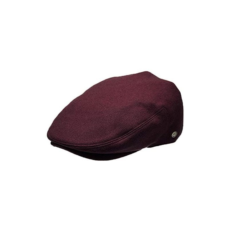 Newsboy Caps Classic Men's Flat Hat Wool Newsboy Herringbone Tweed Driving Cap - Plain Burgundy - CR1890D0DYS $14.84