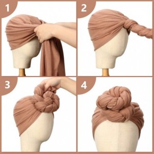 Headbands 2 Pieces Stretch Head Wrap Scarf Stretchy Turban Long Hair Scarf Wrap Solid Color Soft Head Band Tie for Women - CH...