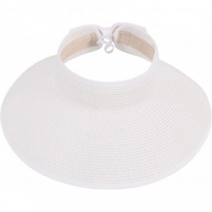 Visors Lullaby Women's UPF 50+ Packable Wide Brim Roll-Up Sun Visor Beach Straw Hat - White - CZ1842580R5 $27.54