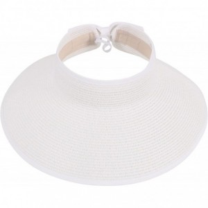 Visors Lullaby Women's UPF 50+ Packable Wide Brim Roll-Up Sun Visor Beach Straw Hat - White - CZ1842580R5 $16.00