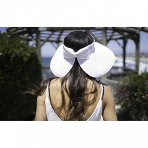 Visors Lullaby Women's UPF 50+ Packable Wide Brim Roll-Up Sun Visor Beach Straw Hat - White - CZ1842580R5 $16.00