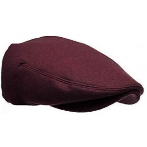 Newsboy Caps Classic Men's Flat Hat Wool Newsboy Herringbone Tweed Driving Cap - Plain Burgundy - CR1890D0DYS $14.84