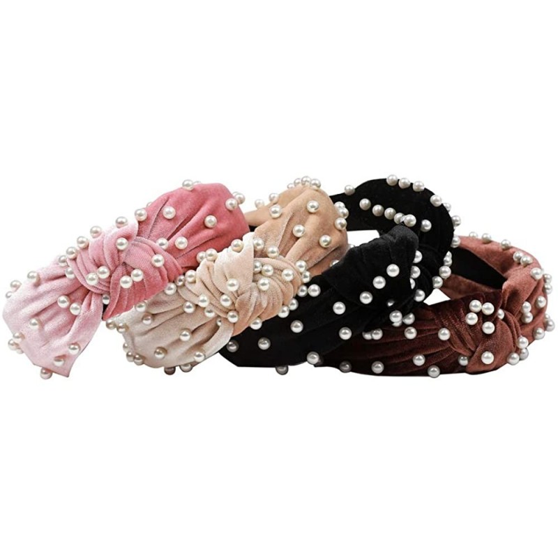 Headbands 4PCS Pearl Headbands for Women Girls Cross Knot Turban Hairband Cute Hair Hoop Headwrap Hair Accessories - 4PCS-A -...