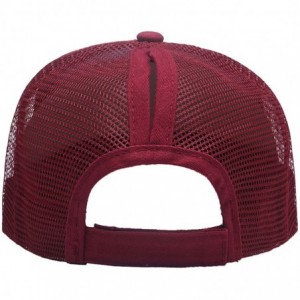 Baseball Caps Custom Embroidered Baseball Caps Ponytail Messy High Bun Hat Ponycaps Adjustable Mesh Trucker Hats - Wine Red -...
