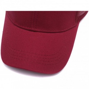 Baseball Caps Custom Embroidered Baseball Caps Ponytail Messy High Bun Hat Ponycaps Adjustable Mesh Trucker Hats - Wine Red -...