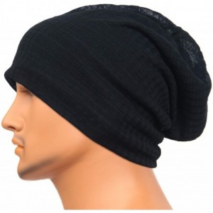 Skullies & Beanies Men Women Summer Thin Slouchy Long Beanie Hat Cool Baggy Skull Cap Stretchy Knit Hat Lightweight - Black -...