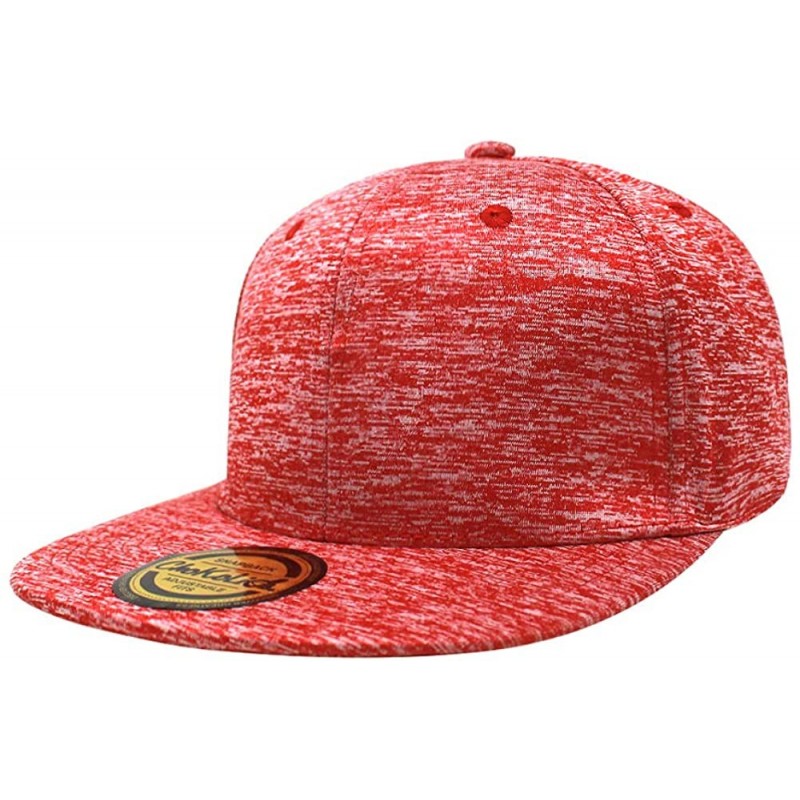 Baseball Caps Flat Visor Melange Heather Snapback Hat Blank Cap Athletic Baseball Cap - Red Melange - CS18EGSR2AR $10.80