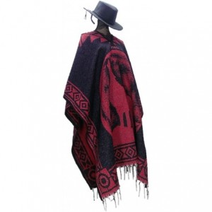 Cowboy Hats Red Full Moon Howling Wolf Poncho & Black Cowboy Hat Set - Xx-large Black Hat & Red Poncho - C812O7OVMPZ $116.64